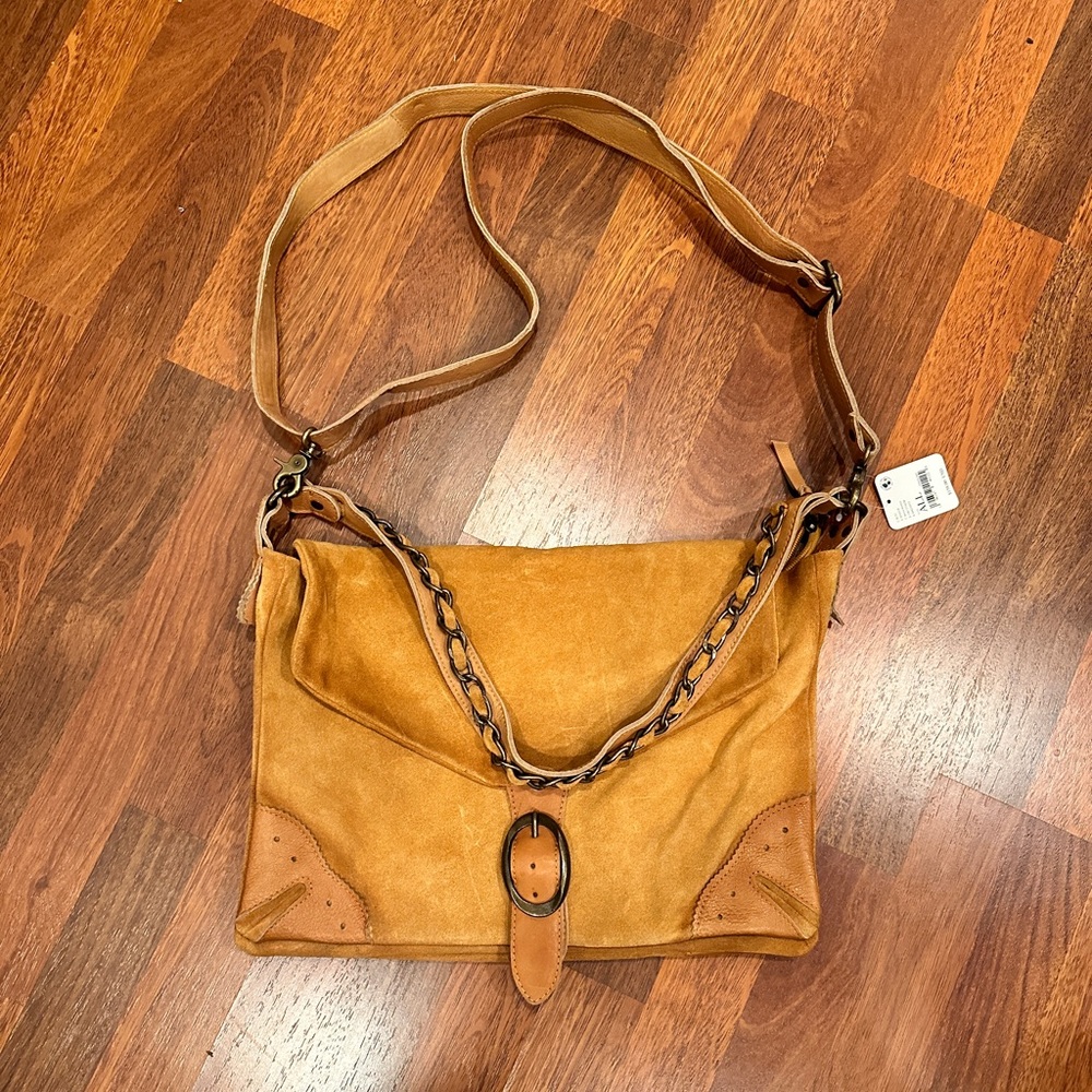 Suede large messenger bag